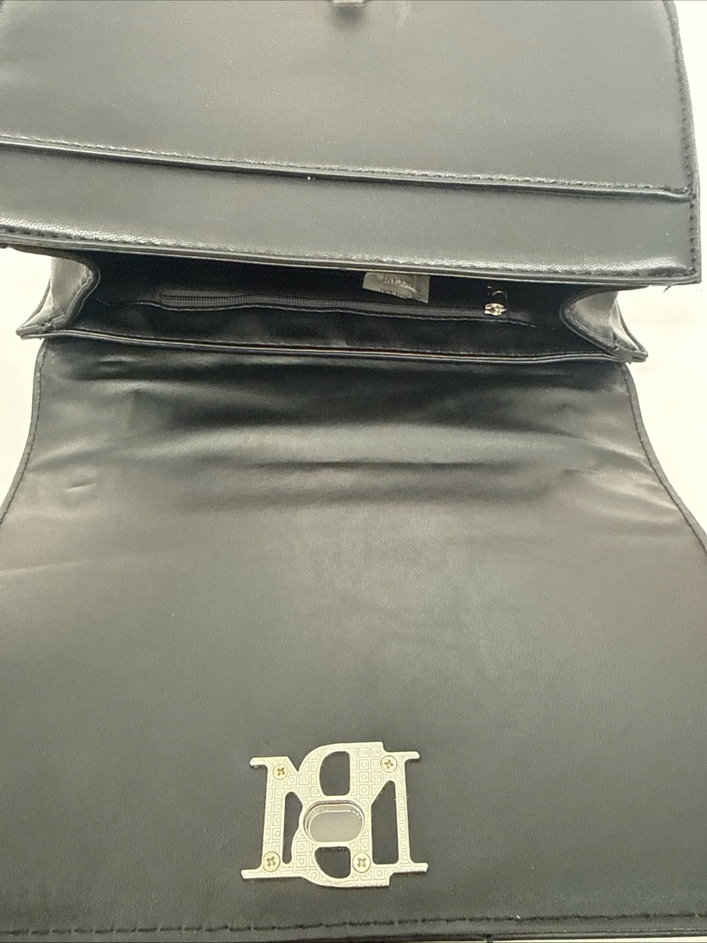 Badgley Mischka Black Quilted black diamond denim Crossbody Bag Silver Hardware - Picture 7 of 16